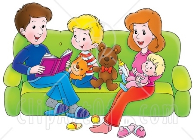 38028-Clipart-Illustration-Of-A-Happy-Family-Of-Four-Reading-On-A-Couch